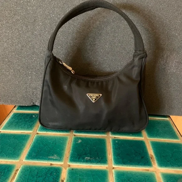 Prada Mini Black Tessuto Nylon #31 Y2K Hobo Hand Bag. - Picture 1 of 5